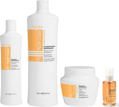 Obrázek produktu pro Fanola Nutri Care Restructuring Shampoo 350ml + Fanola Nutri Care Restructuring Conditioner 1000ml + Fanola Nutri Care Restructuring Mask 500ml + Fanola Nutri Care Restructuring Fluid Crystals 100ml