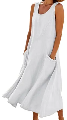 Imagen del producto de Vestido maxi de algodón, sin mangas y de corte holgado