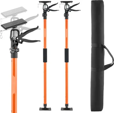 Zdjęcie produktu dla Podpora montażowa – teleskopowa podpora sufitowa – 2 sztuki – regulowana w zakresie 116–290 cm – nośność 70 kg – obsługa jedną ręką – stal – do montażu suchej zabudowy i szafek
