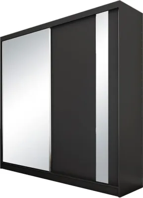 Produktbild von Schwebetürenschrank GAJA 200cm - modernes 2-türig Schrank mit Spiegel (Schwarz)