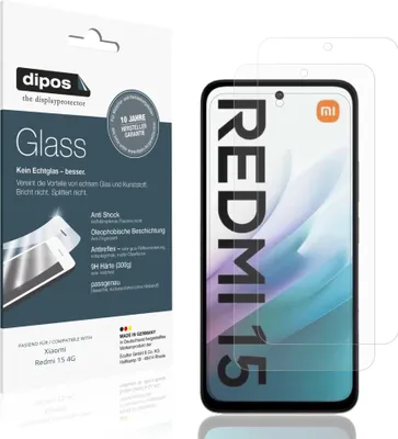 Immagine prodotto di 2x Pellicola Protettiva per Xiaomi Redmi 15 4G Protezione opaco Vetro Flessibile 9H dipos