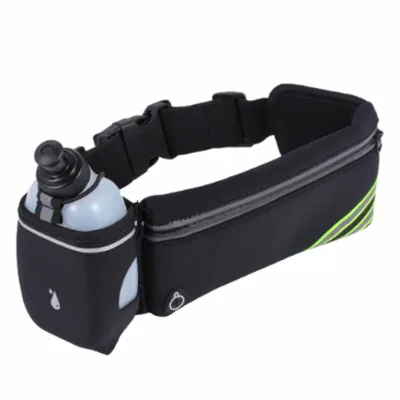 Image de Ceinture de course, imperméable, réglable, ceinture élastique, sacoche ceinture sport outdoor avec bouteille d'eau, noir