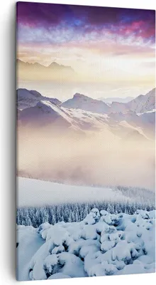 Produktbild von Bild auf Leinwand - Leinwandbild - Berge Schnee Winter - 45x80cm - Wand Bild - Wanddeko - Wandbilder - Leinwanddruck - Bilder - Kunstdruck - Wanddekoration - Leinwand bilder - Wandkunst - PA45x80-3596