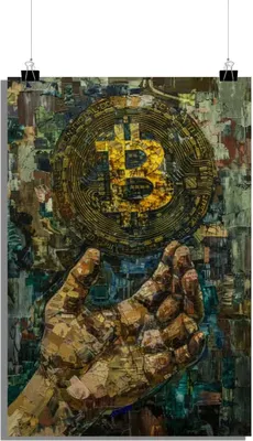Produktbild von Bitcoin Poster - Hand Poster - Kunst Poster - Aquarell Poster - 61x91cm - Perfekt zum Einrahmen