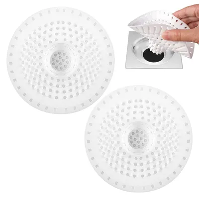 Obrázek produktu pro Sada dvou sítí do odtoku, silikonové, 12,5 x 12,5 cm, univerzální, pro sprchu, zabraňuje ucpávání