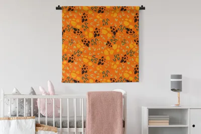 Produktbild von MuchoWow® Wandteppich Wandbehang Orange - Abstrakt - Muster 90x90 cm Tapisserie Dekoration Wandtuch - Wandaufhänger
