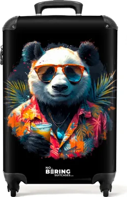 Produktbild von NoBoringSuitcases.com Hartschalen Handgepäck Koffer 55x35x20 cm, 36L, Sommerliche Graffiti: Panda, Reisekoffer mit 4 Rollen