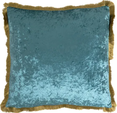 Dekokissen 55x55 cm Petrol/Gold mit Fransenrand inkl. Füllung