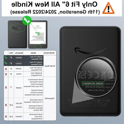 Leichte und schlanke Hülle für 6" Kindle (11. Generation 2022) mit automatischer Wake/Sleep-Funktion, schwarze
