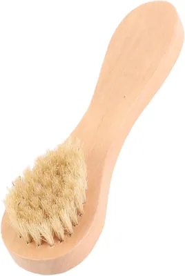 Imagen del producto de Cepillo facial con cerdas naturales y suaves, con mango de madera, para una limpieza suave de la piel