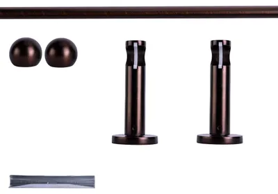 Produktbild von Gardinenstange Set, 1-läufig, ⌀ 19 mm, 160 cm, rot-bronze + Wand, Kugel-Ball Komplettset mit Halterungen & Endstücke, Vorhangstange in Silber, Rot-Bronze & Anthrazit, 120–400cm, Eisen, Aluminum Victoria M.