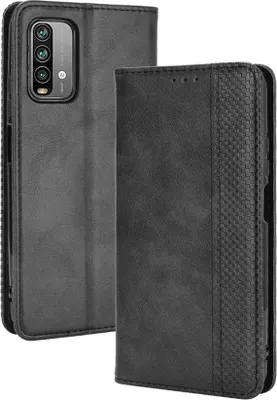 Produktbild von Xiaomi Redmi 9T Hülle - Coverup Vintage Style Klapphülle - Schwarz