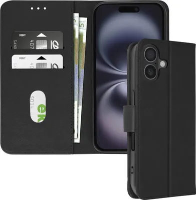 Produktbild von Avizar, Kunstlederetui mit Standfunktion Apple iPhone 16 Plus, Schwarz