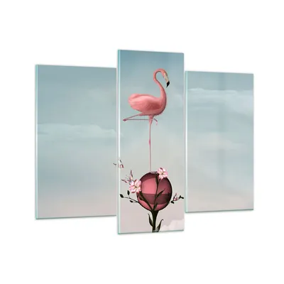 Produktbild von Bilder auf glas - Flamingo Blume Grafik Illustration - 130x100cm - Glasbilder - Wandbilder - Kunstdruck - Wanddekoration aus Glas - Glas Bilder - Wandbild auf Glas - GCB130x100-3187