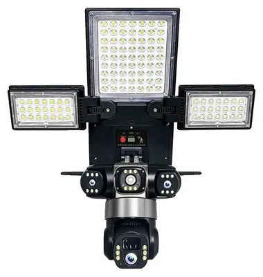 Productafbeelding van Zonne-aangedreven straatlamp met camera, bewakingssysteem met drie lenzen, nachtzichtfunctionaliteit, 4G-camera