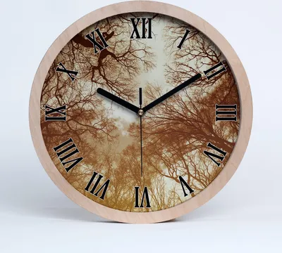 Produktbild von Holzuhr 20fi cm wanduhr - schwarze Spitzen - Wald