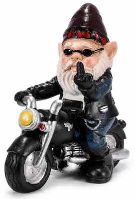 Immagine prodotto di Decorazione da giardino: gnomo a forma di motociclista, dimensioni 13,3 x 13 cm, resistente alle intemperie