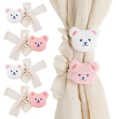 4er-Set bärenförmige Gardinenhalter, Teddybär-Deko, 6,3 x 7,2 cm
