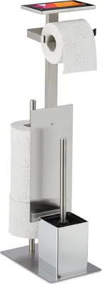 Produktbild von Famanu Toilettenzubehör Set - WC-Bürste mit Halter und Ablage - Silber