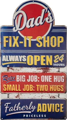 Productafbeelding van Blechschild XL971 Dads Fix It Shop Super Vater Tag 34 x 60