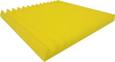 Produktbild von Akustikpur - Dreieck Profil - ca. 49 cm x 49 cm/5cm - Color: Gelb - WAVE PANELS, Schallabsorber mit Dreieck profil, Akustikschaumstoff Lamellen Pyramiden Akustik Schaumstoff Akustik Dämmung