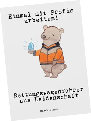 Produktbild von Mr. & Mrs. Panda Ansichtskarte Rettungswagenfahrer Leidenschaft - Weiß - Geschenk, Postkarte, Ansichtskarten, Postkarten, Kunstkarten, Fotokarte, Grußkarte