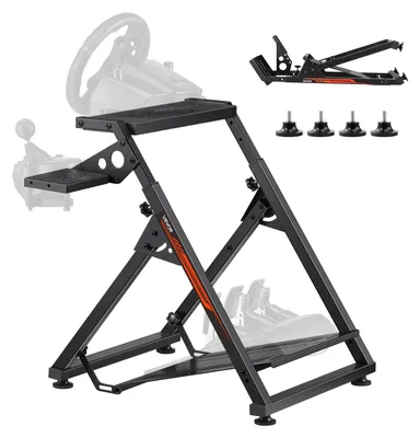 Productafbeelding van VEVOR stuurstandaard, verstelbaar en opvouwbaar, geschikt voor simulatoren zoals G923, G920, G29, G27, Thrustmaster T300RS, TX, F458, T500RS, T3PA-PRO (F1/GT). Gaming-cockpit, pedaalensimulator niet inbegrepen, compact