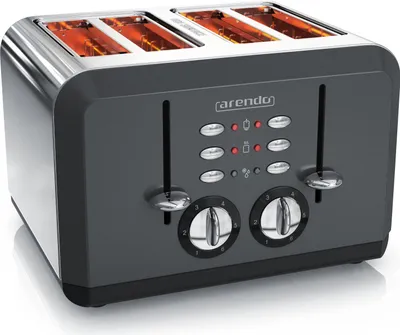Produktbild von Arendo Toaster, 4 kurze Schlitze, für 4 Scheiben, 1630 W, Automatik, Edelstahl, Wärmeisolierendes Doppelwandgehäuse, grau