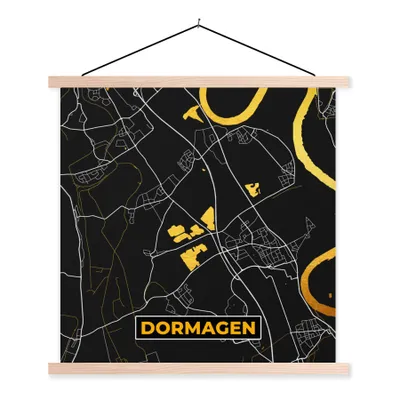 Produktbild von MuchoWow® Textilposter Dormagen - Gold - Stadtplan - Deutschland - Karte 120x120 cm mit holzfarbenen Rahmen - Textil-Poster