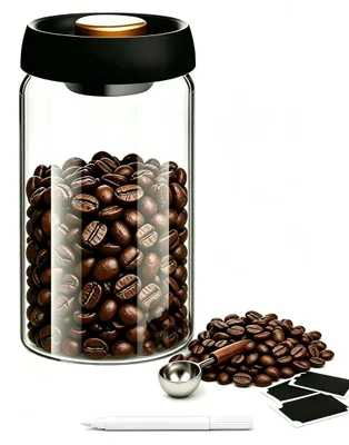 Vakuum-Kaffeedose 1,8 L aus Borosilikatglas, luftdicht