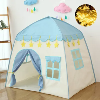 Image de Tente de jeu avec éclairage étoilé - Tente de jeu pour enfants - Tente princesse - Tente tipi - Tente de jeu pour l'intérieur et l'extérieur - Maison de jeu créative - Tente de jeu pour enfants
