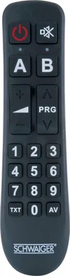 A remote control on a white background.
