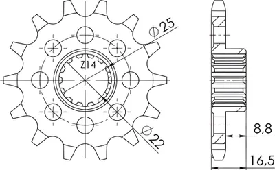 Produktbild von Ritzel Supersprox 525 - 14Z CST-4054:14|feinverzahnt 22,0/25,0