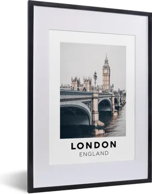 Produktbild von MuchoWow® Gerahmtes Poster London - England - Brücke 30x40 cm - Poster mit Schwarzem Bilderrahmen Wandposter Rahmen Foto Bilder - Wandposter Schlafzimmer