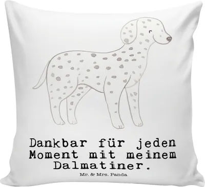 Produktbild von Mr. & Mrs. Panda Sofakissen Dalmatiner Moment - Weiß - Geschenk, Sofa Kissen, Kuschel, für, Dalmatinac, Gemütliches, Dekokissen