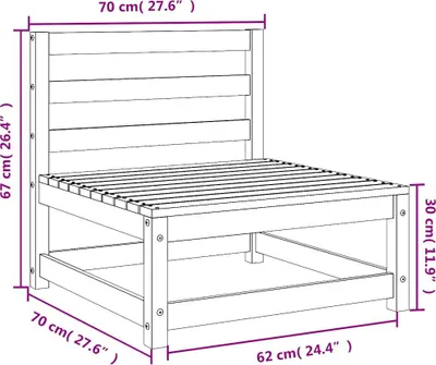 Produktbild von vidaXL Gartensofa ohne Armlehnen 70x70x67 cm Massivholz Kiefer