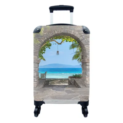Produktbild von MuchoWow® Koffer Handgepäck Trolley Rollkoffer Kleine Reisekoffer mit 4 Rollen - Strand - Meer - Tropisch - Sommer - Aussicht - Cabin Size < 55x40x23 cm & 55x40x20 cm - Fotokoffer - Kabinenkoffer - Boardgepäck - Reise-Box - Reisekoffer - Reisegepäck - Koffer mit Bild - Trolley für Kinder