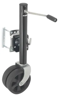 Produktbild von Anhängerstützrad - Schwenkbare Trailerstütze mit Doppelrädern - 20 cm Räder - 907 kg Tragkraft - Höhenverstellbar 67–93 cm - Für Bootstrailer und Wohnwagen