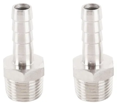2er-Pack Edelstahl-Schlauchanschluss 11 mm auf 1/2" BSP