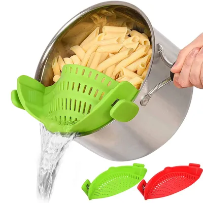 Snap-Sieb 2er-Pack Silikon hitzebeständig Clip-on für Pasta
