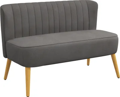 Produktbild von HOMCOM 2-osobowa sofa tapicerowana tkaniną sofa dwuosobowa meble wypoczynkowe sofa drewniana aksamitna pianka polistyrenowa ciemnoszara 117 x 56,5 x 77 cm