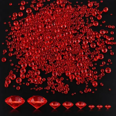 Productafbeelding van Diamanten decoratie - 4000 stuks - Strooidecoratie - Tafeldecoratie - Helderrood, 3/6/10 mm