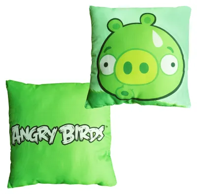 Produktbild von JACK Dekokissen 40x40cm witzige Vögel Comic Rot Gelb Grün Wendekissen Kissen Vogel Schwein, Farbe:Grün