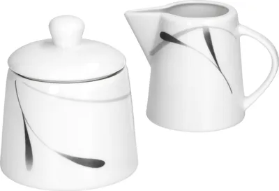 Produktbild von Kaffeeergänzungsset Milchkännchen & Zuckerdose Lima Porzellan weiß mit Dekor