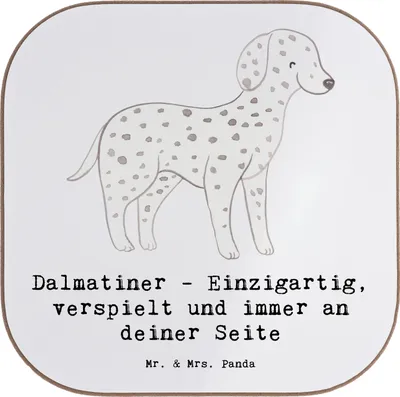 Produktbild von Mr. & Mrs. Panda Untersetzer für Gläser Dalmatiner Freund - Weiß - Geschenk, Hundeliebhaber, Hunderfreundschaft, Energie, Geschichte, Hunderasse, Hund, gläseruntersetzer