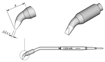 Produktbild von JBC Tools C250406 Lötspitze Meißelform, gebogen Spitzen-Größe 1 mm Inhalt 1 St.