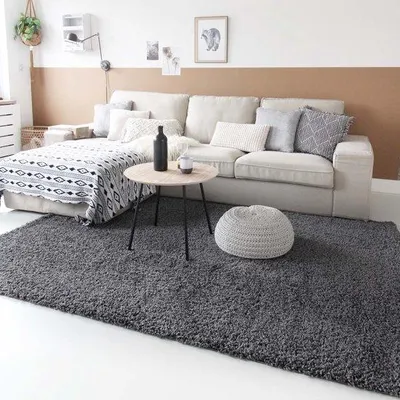 Obrázek produktu pro Koberec Unyqoos® s vysokým vlasem, model Shaggy Trend, šedý, 140 x 200 cm – s lemovaným okrajem, s měkkou podložkou
