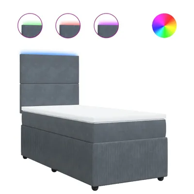 Produktbild von vidaXL Boxspringbett mit Matratze Dunkelgrau 100x200 cm Samt