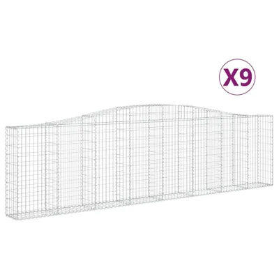 Produktbild von Gabionen mit Hochbogen 9 Stk. 400x30x100/120cm Verzinktes Eisen