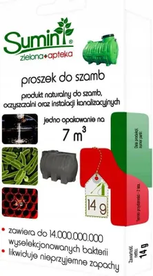 Obrázok produktu pre Sumin prášok na čistenie septikov 14 g – redukuje zápach a usadeniny, prírodný